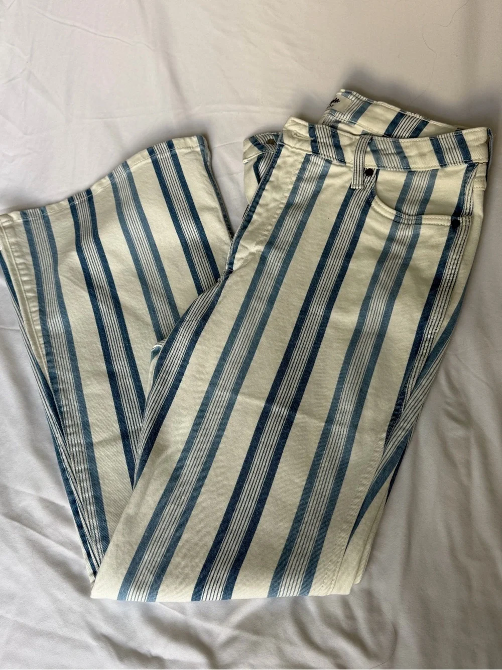 Wrangler Retro Women’s High Rise Flare Jeans Blue/White Striped 5-Pkt NWT